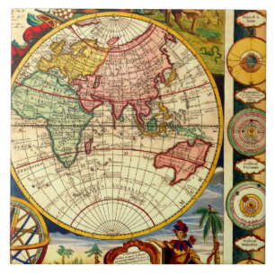 Antiker Weltkarten-Vintager Fliese