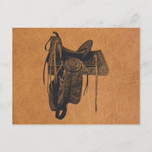 Antiker Westernpferdesattel Postkarte