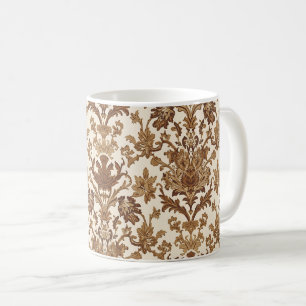 Antiker William Morris Venetian Floral Braun Weiß Kaffeetasse