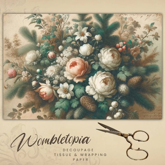 Antiker Winter florale Weihnachtsskripte Decoupage Seidenpapier