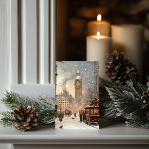 Antiker Winter in London Klassische Weihnachten Karte