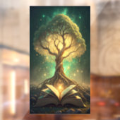 Antiker Wissensbaum mit glühenden Wurzeln Fensteraufkleber (Blatt 2)