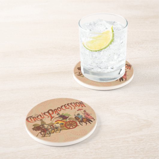 Antiker Zirkus Parade Clowns Sandstein Untersetzer (Seite)