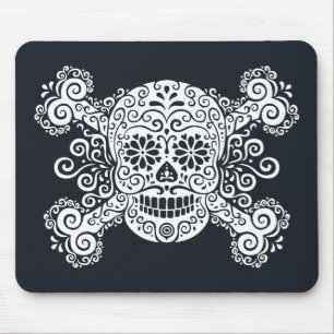 Antiker Zucker-Totenkopf mit gekreuzten Knochen Mousepad