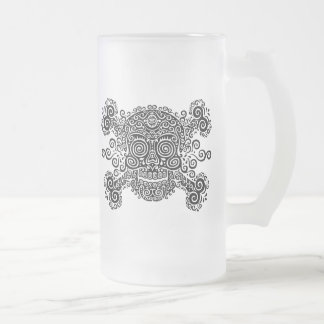 Antiker Zuckerschädel u. -gekreuzte Knochen II Mattglas Bierglas