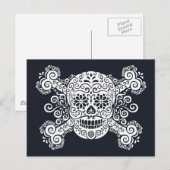 Antiker Zuckerschädel und Kreuzknochen Postkarte (Vorne/Hinten)