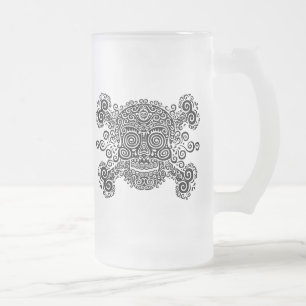 Antiker Zuckerschädel und Totenkopf II Mattglas Bierglas