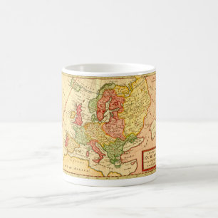 Antikes 17. Jahrhundert Herman Moll Map of Europe Kaffeetasse