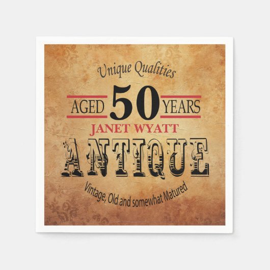 Antikes 50. Geburtstagsdesign Serviette (Vorderseite)