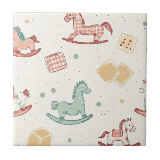 Antikes, abgenutztes Schaukelpferdmuster Fliese (Vorderseite)