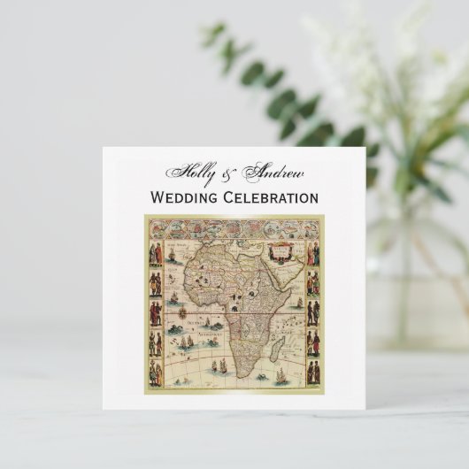 Antikes Afrika Karte DIY Hintergrundfarbe SQ Hochz (Stehend Vorderseite)