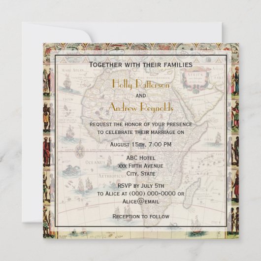 Antikes Afrika Karte DIY Hintergrundfarbe SQ Hochz (Rückseite)