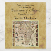 Antikes Afrika Karte erschüttert BG Weinetikett (Einzelnes Label)