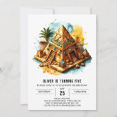 Antikes Ägypten Wasserfarben Chic Pyramids Geburts Einladung (Vorderseite)