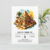 Antikes Ägypten Wasserfarben Chic Pyramids Geburts Einladung (Stehend Vorderseite)