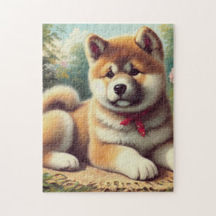 Antikes Akita-Ölgemälde Puzzle