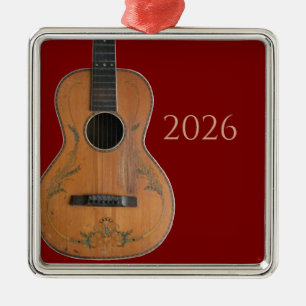 Antikes Akustikgitarren-Ornament Silbernes Ornament
