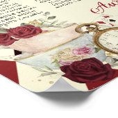 Antikes Alice im Wunderland rotes Blumenmuster Sit Poster (Ecke)