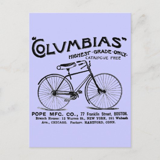 Antikes altmodisches Fahrrad Postkarte (Vorderseite)