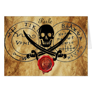 ANTIKES AMULETT / PIRATEN SCHATZKARTE WACHSVERSIEG