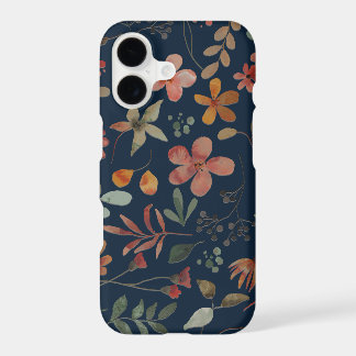 Antikes Aquarell-Blumenprint auf Navyblau