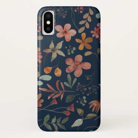 Antikes Aquarell Druckflora auf Marine Case-Mate iPhone Hülle (Rückseite)