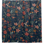 Antikes Aquarell Druckflora auf Marine Duschvorhang (Vorderseite)