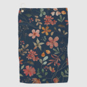 Antikes Aquarell Druckflora auf Marine Golfhandtuch (Vorderseite)
