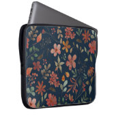 Antikes Aquarell Druckflora auf Marine Laptopschutzhülle (Vorne Rechts)