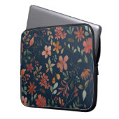 Antikes Aquarell Druckflora auf Marine Laptopschutzhülle (Vorderseite Links)