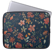 Antikes Aquarell Druckflora auf Marine Laptopschutzhülle (Vorderseite)