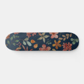 Antikes Aquarell Druckflora auf Marine Skateboard (Horizontal)