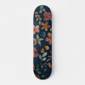 Antikes Aquarell Druckflora auf Marine Skateboard (Vorne)