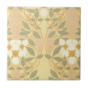 antikes Art Deco Blumenmuster Fliese