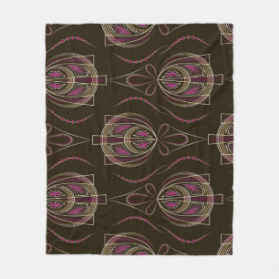 Antikes Art Deco Geometrisches Ornament Fleecedecke