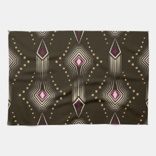 Antikes Art Deco Geometrisches Ornament Geschirrtuch