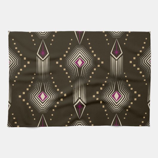 Antikes Art Deco Geometrisches Ornament Geschirrtuch (Horizontal)