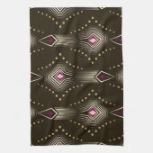 Antikes Art Deco Geometrisches Ornament Geschirrtuch (Vertikal)