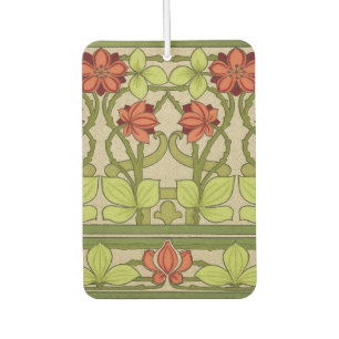 Antikes Art Nouveau Muster in Salbeigrün mit Blume Autolufterfrischer