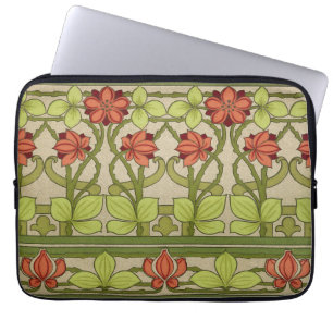 Antikes Art Nouveau Muster in Salbeigrün mit Blume Laptopschutzhülle