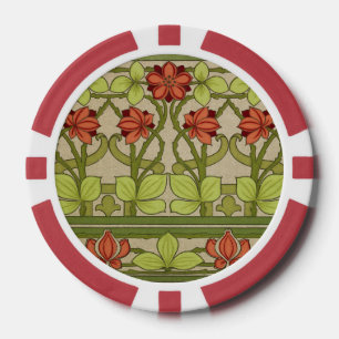 Antikes Art Nouveau Muster in Salbeigrün mit Blume Pokerchips
