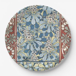 Antikes Art Nouveau Muster mit Kastanienblüten Pappteller