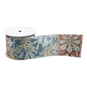 Antikes Art Nouveau Muster mit Kastanienblüten Satinband