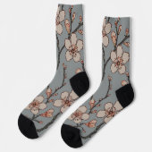 Antikes Art Nouveau-Muster mit Mandelblüten Socken (Linkes Detail)