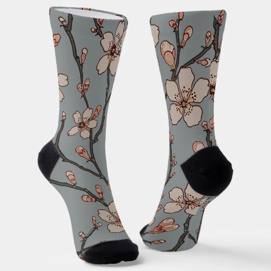 Antikes Art Nouveau-Muster mit Mandelblüten Socken (Gewinkelt)