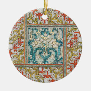 Antikes Art Nouveau-Muster mit Narzissen Verneuil Keramik Ornament