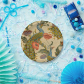 Antikes Art Nouveau Pfau Mohn Blumenmuster Pappteller (Party)