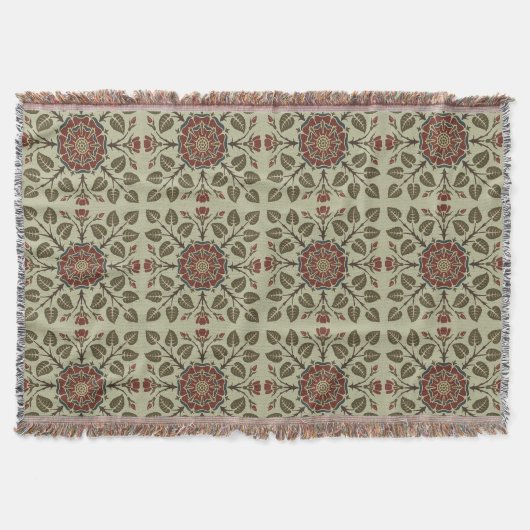 Antikes Audsley Tudor-Rose viktorianisches Muster Decke (Vorderseite)