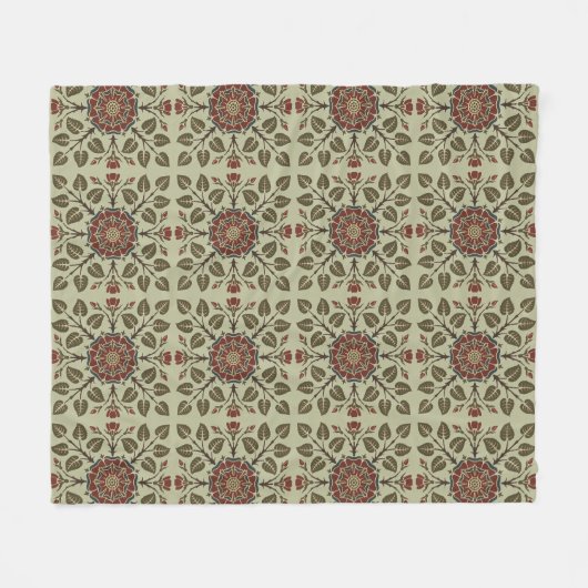 Antikes Audsley Tudor-Rose viktorianisches Muster Fleecedecke (Vorderseite (Horizontal))