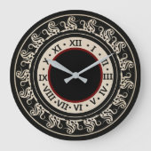 Antikes Aussehen schwarz und Ecru mit Burgund Große Wanduhr (Vorderseite)